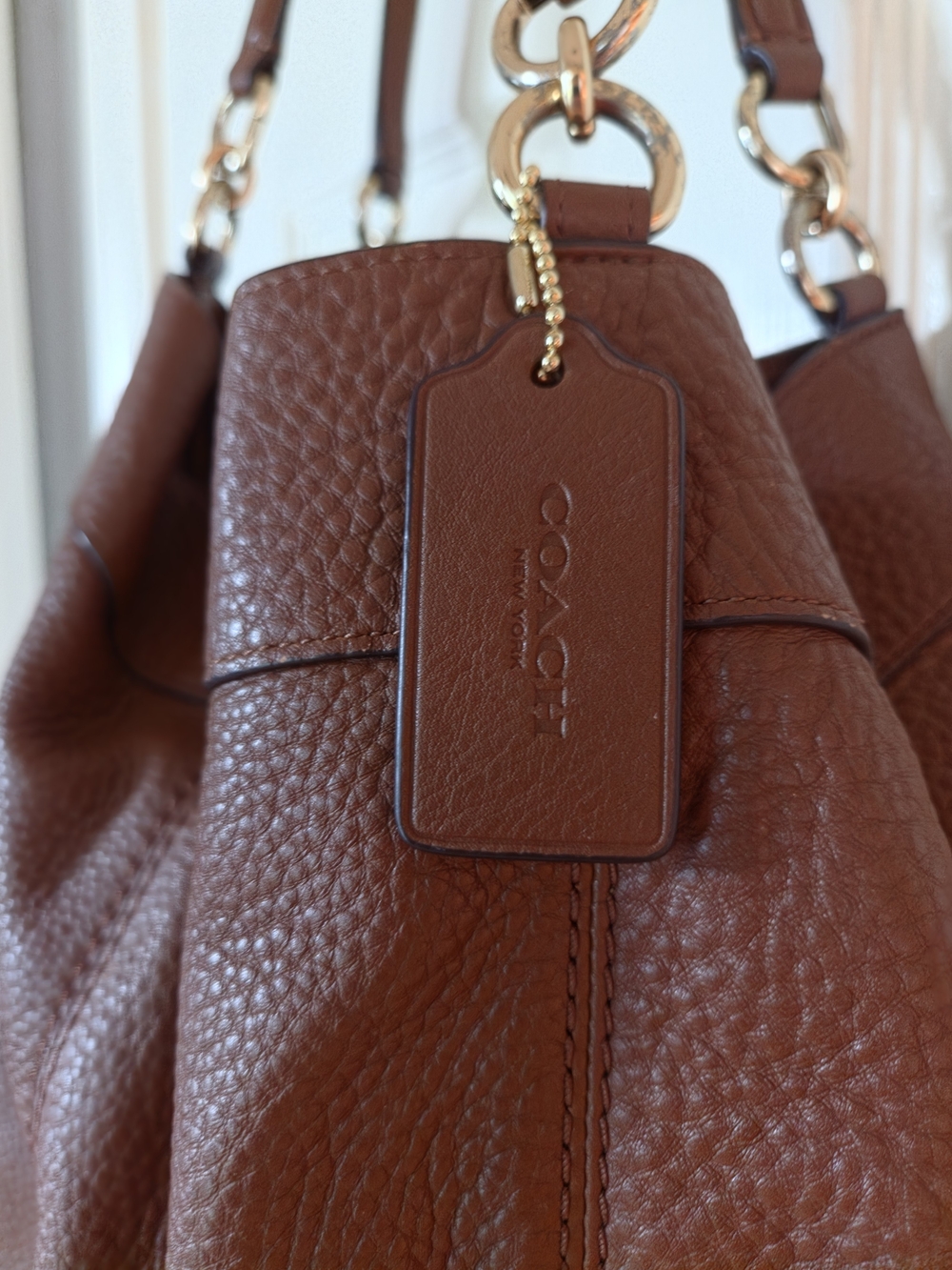 Coach Large Lexy Shoulder Bag F28511 Saddle Brown Leather Compartment Hobo - Picture 16 of 16